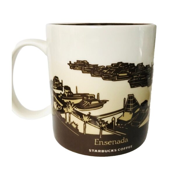 Starbucks Ensenada Mexico Global Icon Coffee Mug Whales 16 oz 2016 Porcelain - Picture 2 of 5